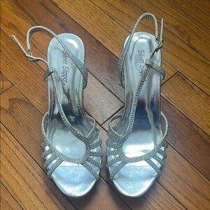 Women's Silver Strappy Heels